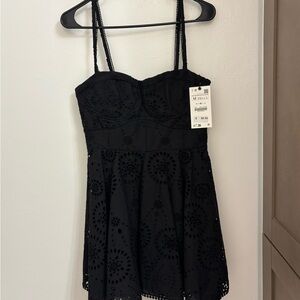 Black Eyelet Dress with Spaghetti Straps